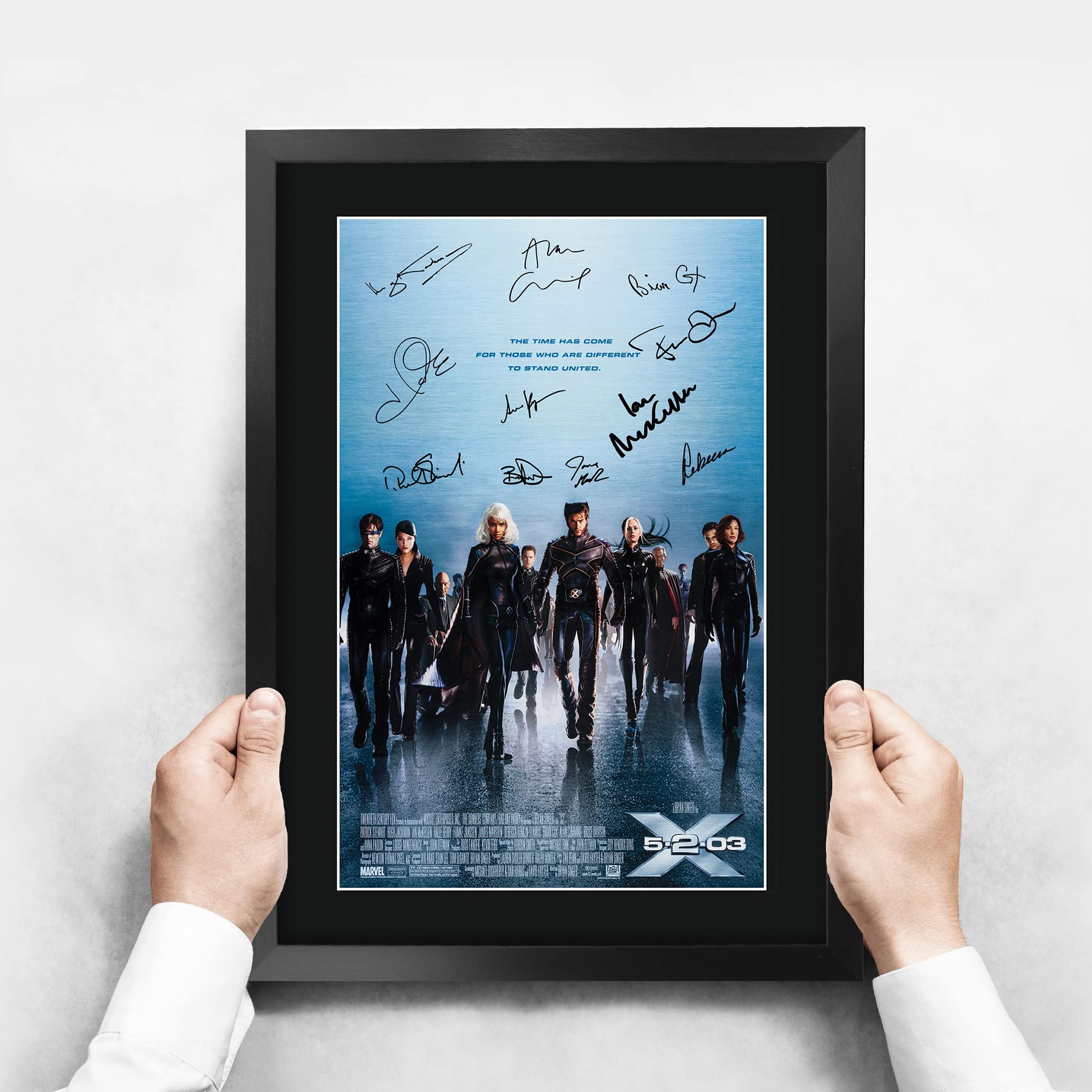 HWC Trading X-Men 2 Hugh Jackman, Patrick Stewart 16 x 12 inch Framed Gifts Printed Poster Signed Autograph Picture for Movie Memorabilia Fans - 16" x 12" Framed