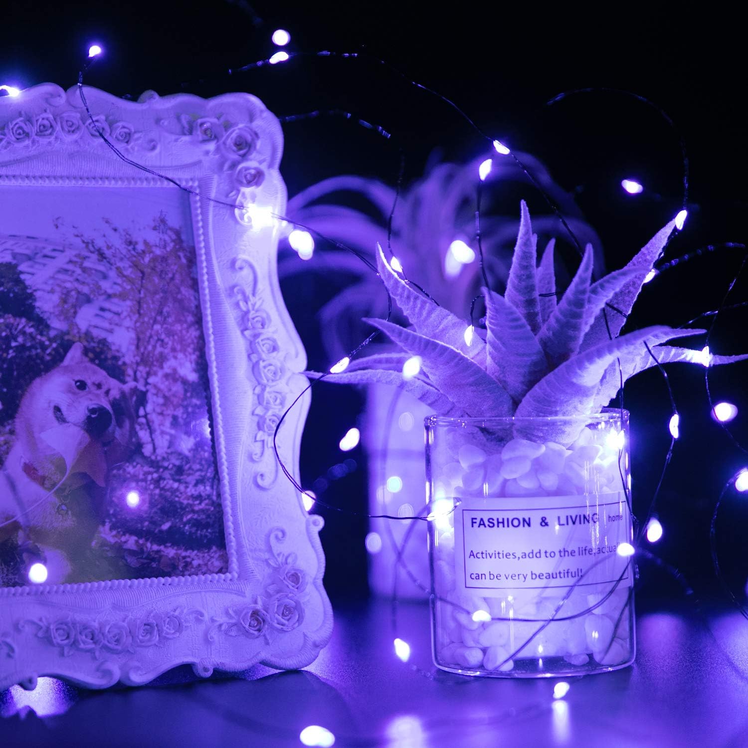 Skiennix Halloween Purple Fairy String Lights - 12 Pack 7 Ft 20 LED Battery Operated for Party Decor