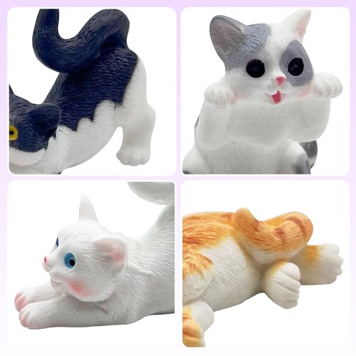 Firleayo Cat Cake Topper Cat Paw Cake Toppers Cat Cake Decorations Cats Themed Cupcake Decor Mini Cats Figurines Wool Ball Cake Toppers for Birthday Baby Shower Party