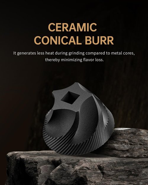CIRCLE JOY Manual Coffee Grinder with 40 External Adjustable Settings and Ceramic Conical Burr, Portable Stainless Steel Hand Coffee Grinder for Camping, Travel and Espresso