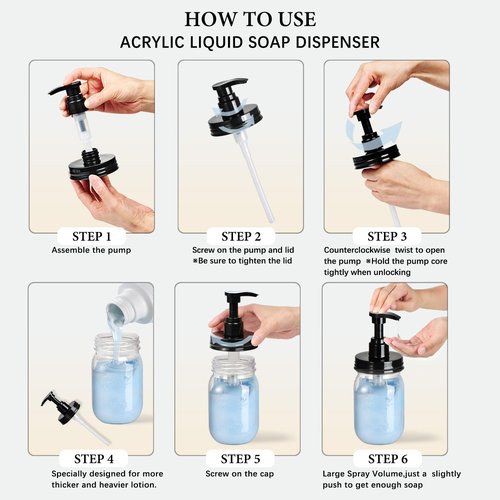Amolliar Plastic Soap Dispenser with Pump Lid, 16 Oz Refillable Bathroom Hand Dish Soap Dispenser Set, Clear Kitchen Liquid Dispenser with Cute Lables for Farmhouse Shower (2 Pack, Black)