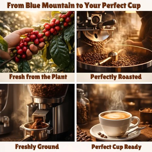 JamaicanCoffeeClub Blue Mountain Whole Bean Coffee, WB 16oz 100% Jamaican Beans, Premium Roast, Bold Smooth Taste, Freshly Packed Coffee from Jamaica, Rich Aroma Gourmet Blend