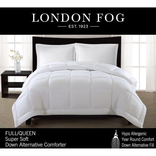 London Fog Super Soft White Polyester 1-Piece Full/Queen Comforter, Solid Color, 100% Polyester, for Men and Women, OEKO-TEX Certified Confidence