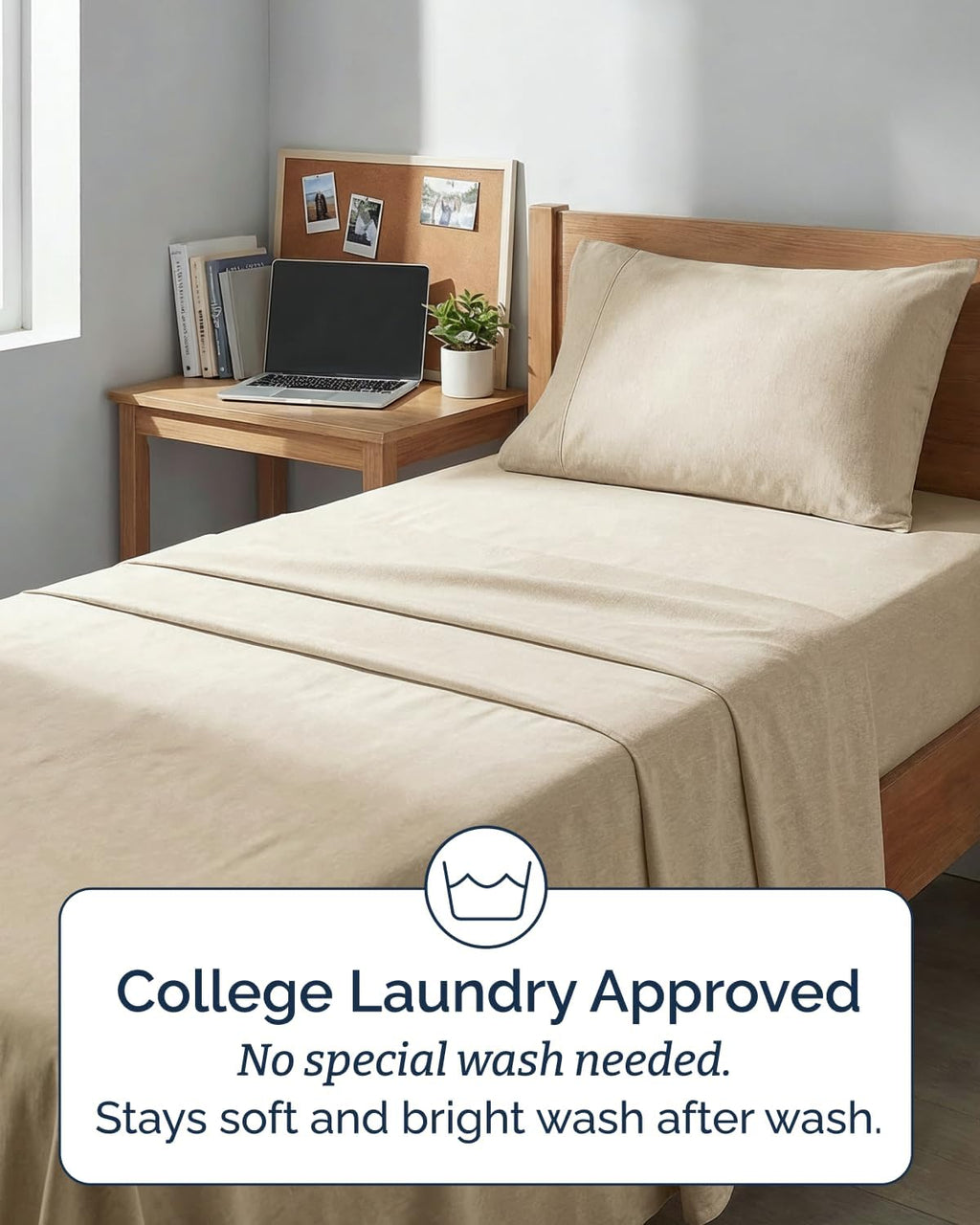 Skiennix Twin XL 3-Piece Sheet Set - Comfy Cooling Bed Sheets | Hotel Luxury Bedding in Beige