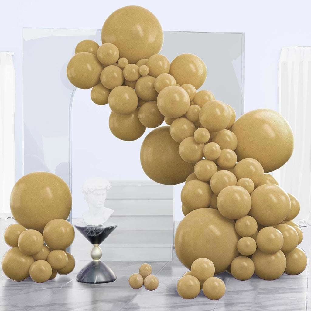 PartyWoo Tan Balloons - 140-Piece Light Brown Neutral Boho Balloon Arch Kit | Wedding & Baby Shower Decor
