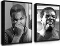 Funny Bathroom Canvas Wall Art Set by [Brand Name] - Vintage Comedy Movie Posters | Black Floating Frame, 12x16 in