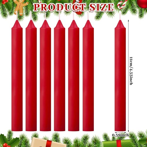 Amyhill 72 Pcs Christmas Pyramid Candles - 4 Inch Red Taper Candles for Tree Decorations | Traditional Chime Design