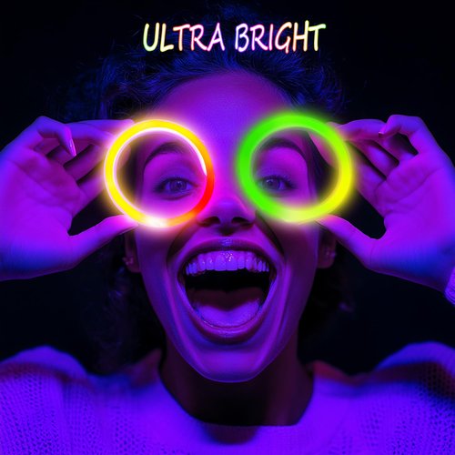 JSronms 300 Ultra Glow sticks bulk party pack，8" Neon Glowsticks Easter Party Favors，Glow sticks for kids，Halloween Glow in the Dark Party Supplies Pack、With Bracelets and Necklaces