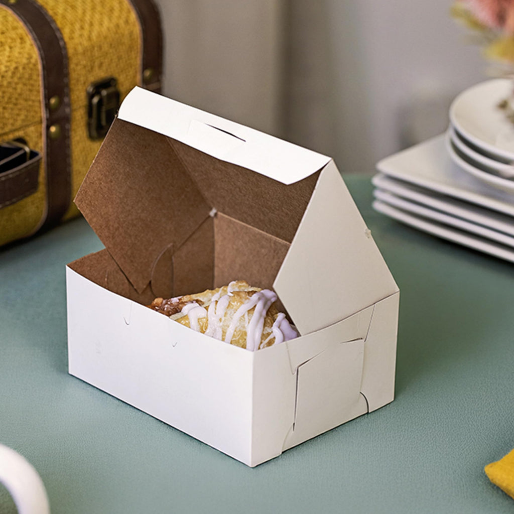 Southern Champion Tray 0903 Premium Clay Coated Kraft Paperboard White Non-Window Lock Corner Bakery Box, 6" Length x 4-1/2" Width x 2-3/4" Height (Case of 250)