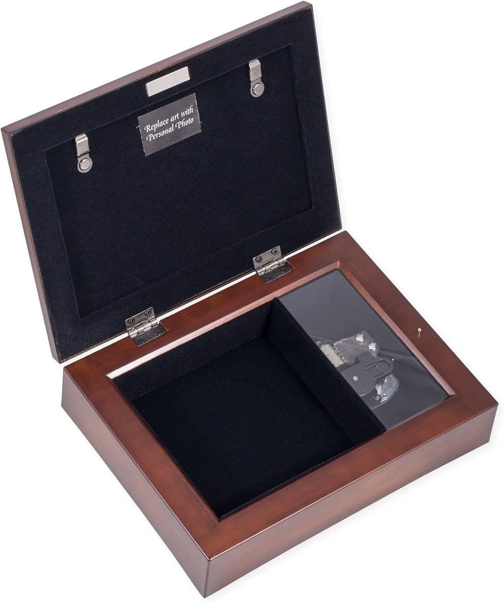 Cottage Garden Jeweled Music Box - Walnut Wood Finish | Plays "Amazing Grace" Tune