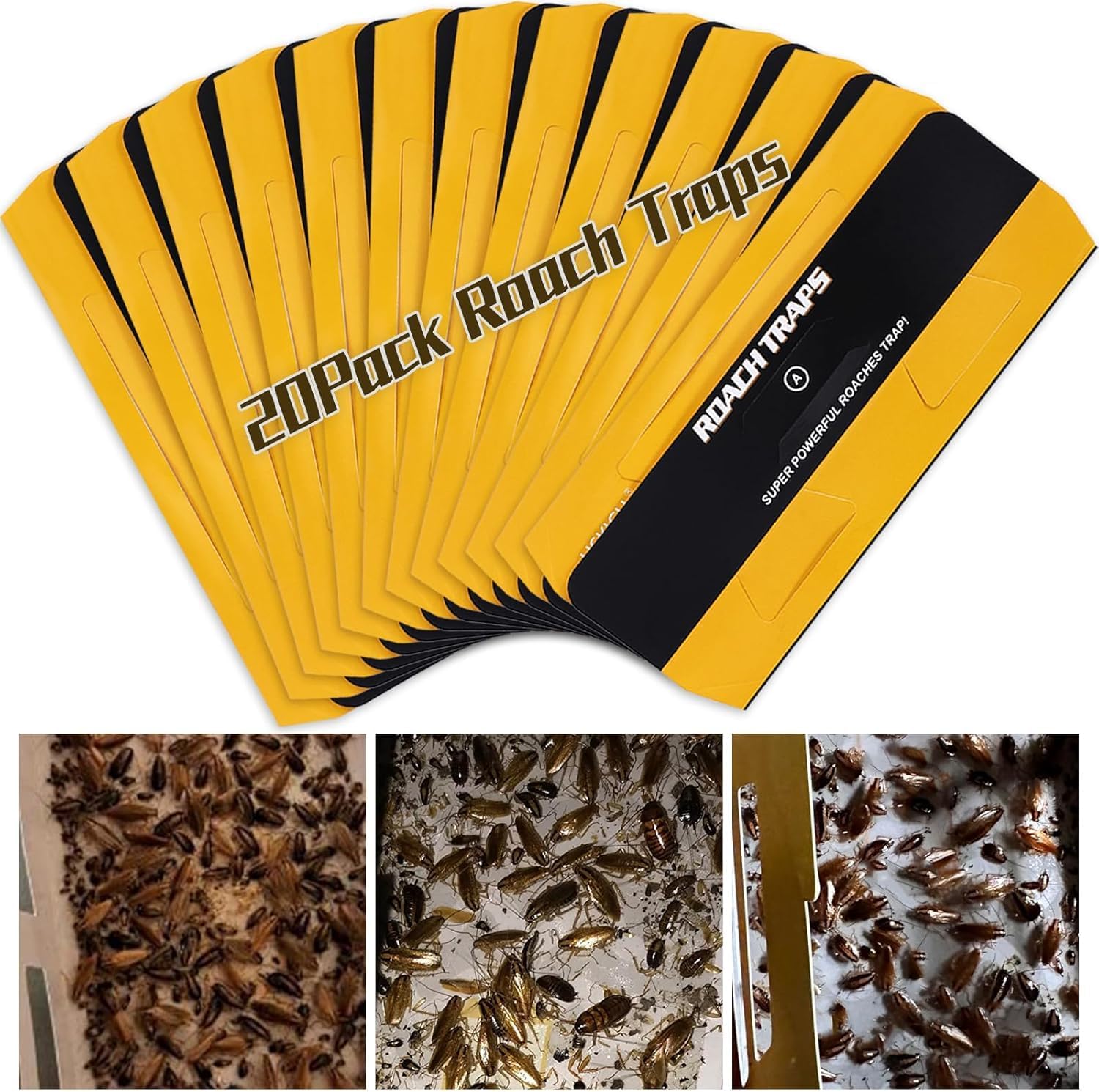 Skiennix Roach Traps - 20 Pack Indoor Cockroach Glue Traps | Safe for Kids & Pets