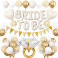 Sand White Bachelorette Party Decorations, Nude White Bride To Be Bridal Shower Balloons Decorations, White and Gold Balloons with Diamond Ring Cream Heart Balloons for Bachelorette Engagement Wedding