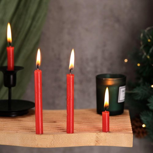 Amyhill 72 Pcs Christmas Pyramid Candles - 4 Inch Red Taper Candles for Tree Decorations | Traditional Chime Design