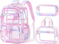 Fimibuke Clear Backpack - 3PCS Heavy Duty PVC Set with Lunch Box & Pencil Case | Cute Toddler School Bag
