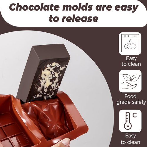 UWILLION Chocolate Mold - Deep Dubai 2 Inch Pistachio Silicone Thick Mold for Stuffed Bar, Large Candy Bar Mold for Filling