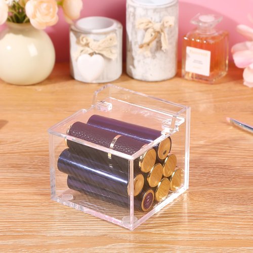Qtip Holder Acrylic Container for Cotton Swab, Cotton Pads, Floss Picks - Restroom Containers Bathroom Essentials Accessories Decor Vanity Storage Organizer, 3.3'' x 3.2'' x 2.75''