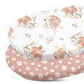 Gllquen Baby Bassinet Sheets Set 2-Pack, Breathable Cozy Bassinet Fitted Sheet Universal Fit Standard Mattress Oval Rectangle Cradle Baby Sheets for Baby Boy Girls Unisex 32"x16"(Lily)