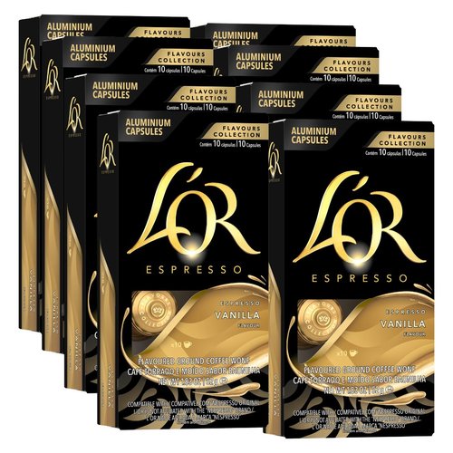 L'OR Espresso Capsules, 80 Count Vanilla, Single-Serve Aluminum Coffee Capsules Compatible with the L'OR BARISTA System & *Nespresso Original Machines, 80 Count (Pack of 8)