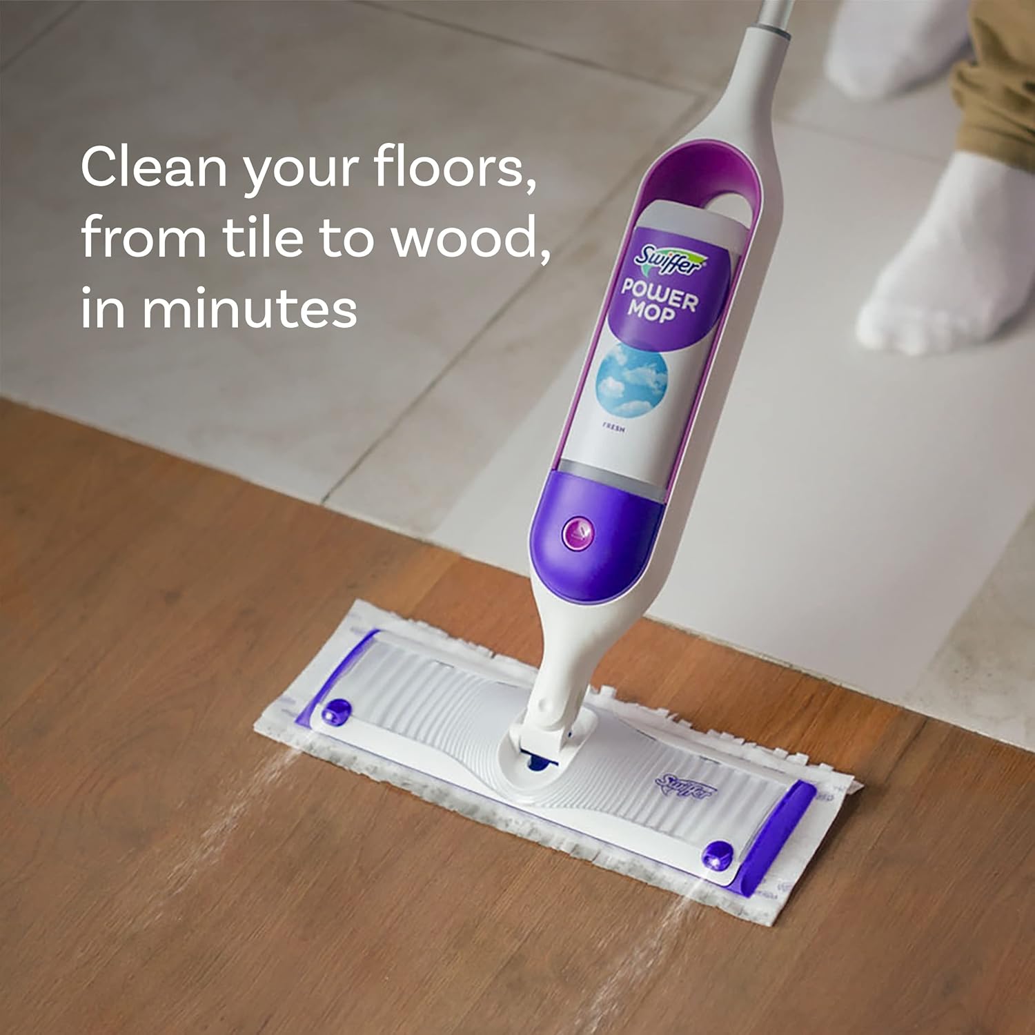 Swiffer Power Mop Refill - All-Purpose Floor Cleaner Solution for Tile, Vinyl, Wood | Lavender Scent, 50.6oz