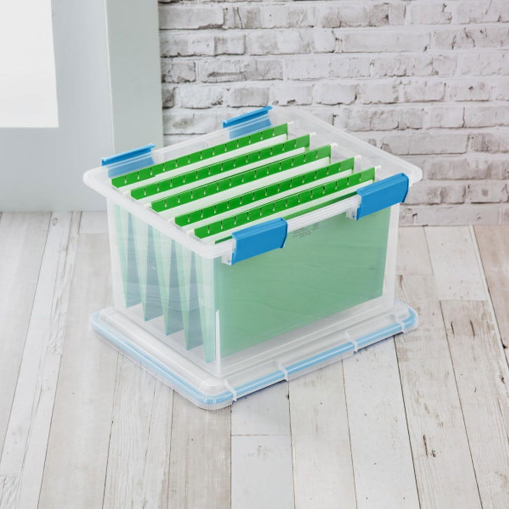 Sterilite 32 Quart Gasket Box - Weather-Resistant Storage Bins with Latching Lids | 4-Pack Heavy-Duty Organizers