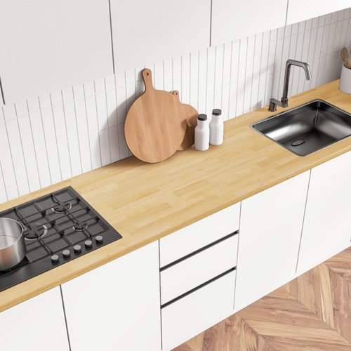 Butcher Block Countertop Table Top - Unfinished Solid Wood Countertop 1.5in Thick Unfinished Surface for DIY Washer Dryer Cutting Board Kitchen - 2.9ft L x 25" W