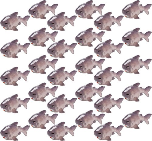 Exasinine Miniature Shark DIY Decoration Kit - 30 Pcs Resin Fish Tank Accessories for Fairy Garden & Terrarium (Gray)