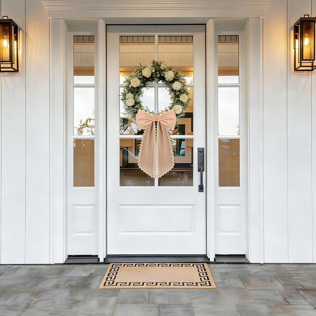 Skiennix Scalloped Wreath Sash - Ruffle Ribbon Bow for Front Door & Yard Decor | Burlap, 2 Pcs