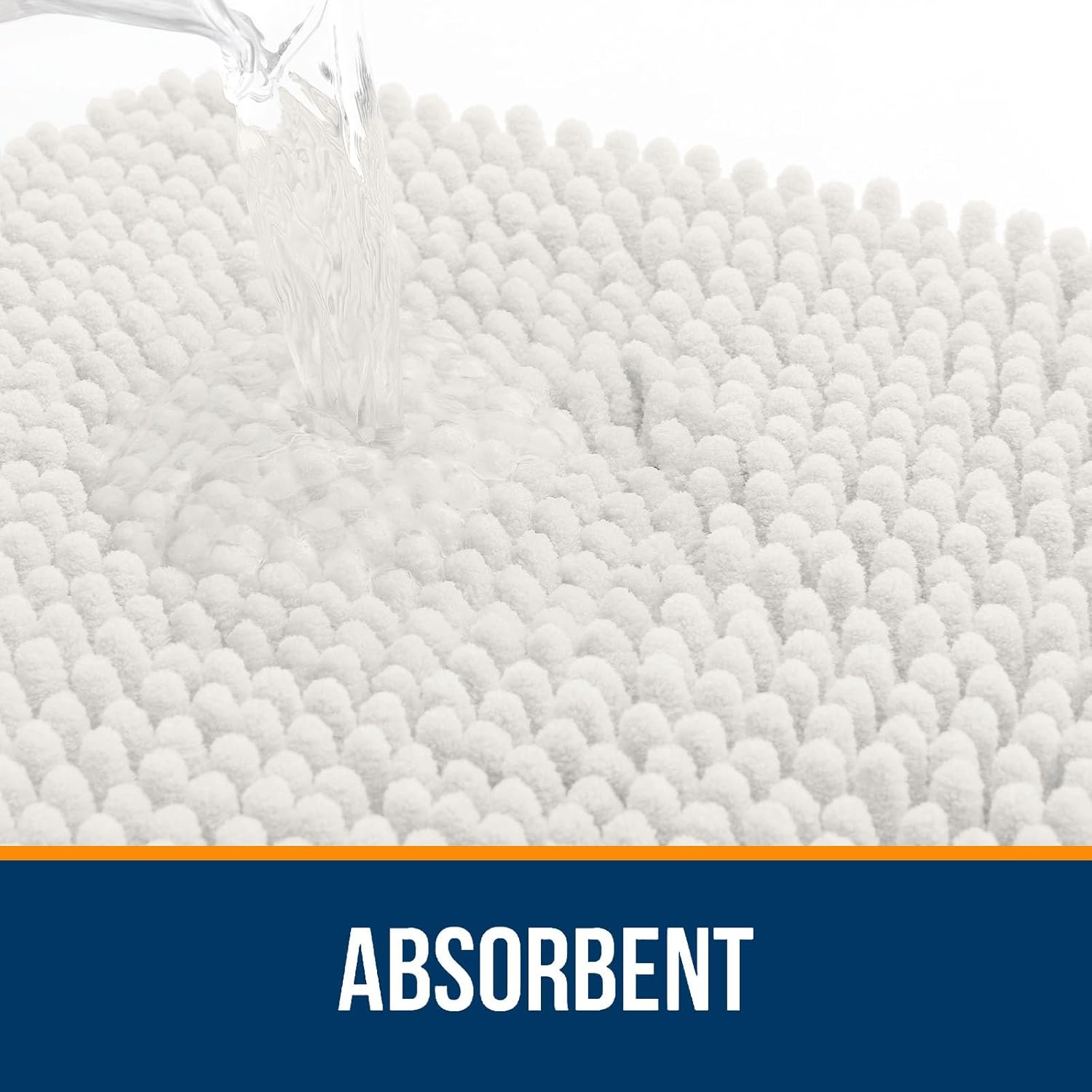 OLANLY Bathroom Rugs - Extra Soft Absorbent Chenille Bath Mats | 30x18, Quick Dry, Ivory