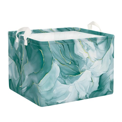 Clastyle Large Marble Baby Girl Gift Storage Basket Collapsible Kid Clothes Book Shelf Basket Toy Nursery Bin, Green, 40 * 30 * 30 cm
