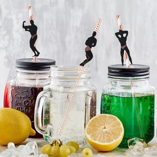 Atiloy 24 PCS Bachelorette Straws Disposable Bachelorette Party Straws Funny Stripper Pole Dancer Drinking Straws for Adult Bachelorette Party Favors Bridal Shower Girls Night