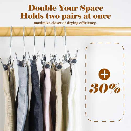 SOULNAMAN Pants Hangers with Clips, 20 Pack 11.6 inch Heavy Duty Metal Hangers, Adjustable Skirt Hangers for Women, Space Saving Non-Slip for Pants,Socks,Jeans and Skirts