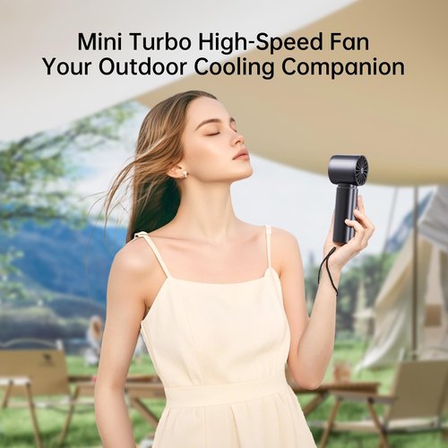 Eastfox Portable Handheld Turbo Fan, Personal Fan Battery 4000mAh Work for 3-16H, USB Rechargeable, 10800 High-Speed Motor, 5-Speeds Mini Hand held Fans for Outdoor, Travel, Home, Office (Black)