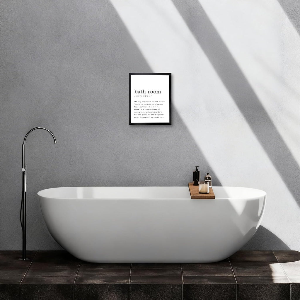 Regine Switzerland Bathroom Wall Art - Funny Definition Print | Minimalist Black Framed Canvas 8x10in