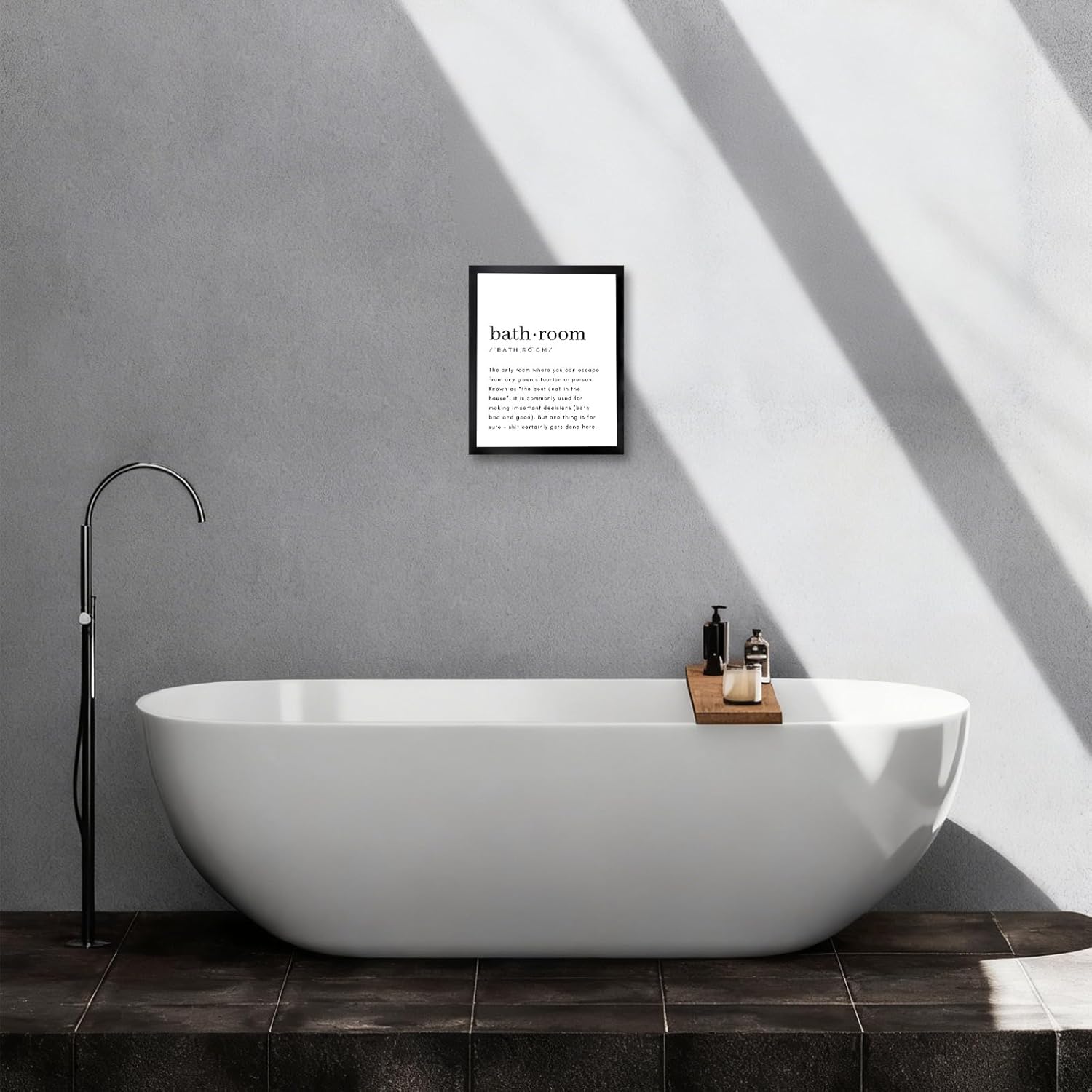 Regine Switzerland Bathroom Wall Art - Funny Definition Print | Minimalist Black Framed Canvas 8x10in