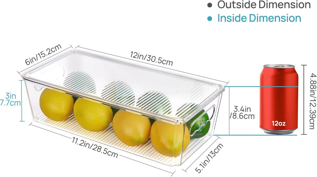 Vtopmart Clear Storage Bins - 12pcs Stackable Organizers with Lids for Kitchen & Pantry | Durable Plastic