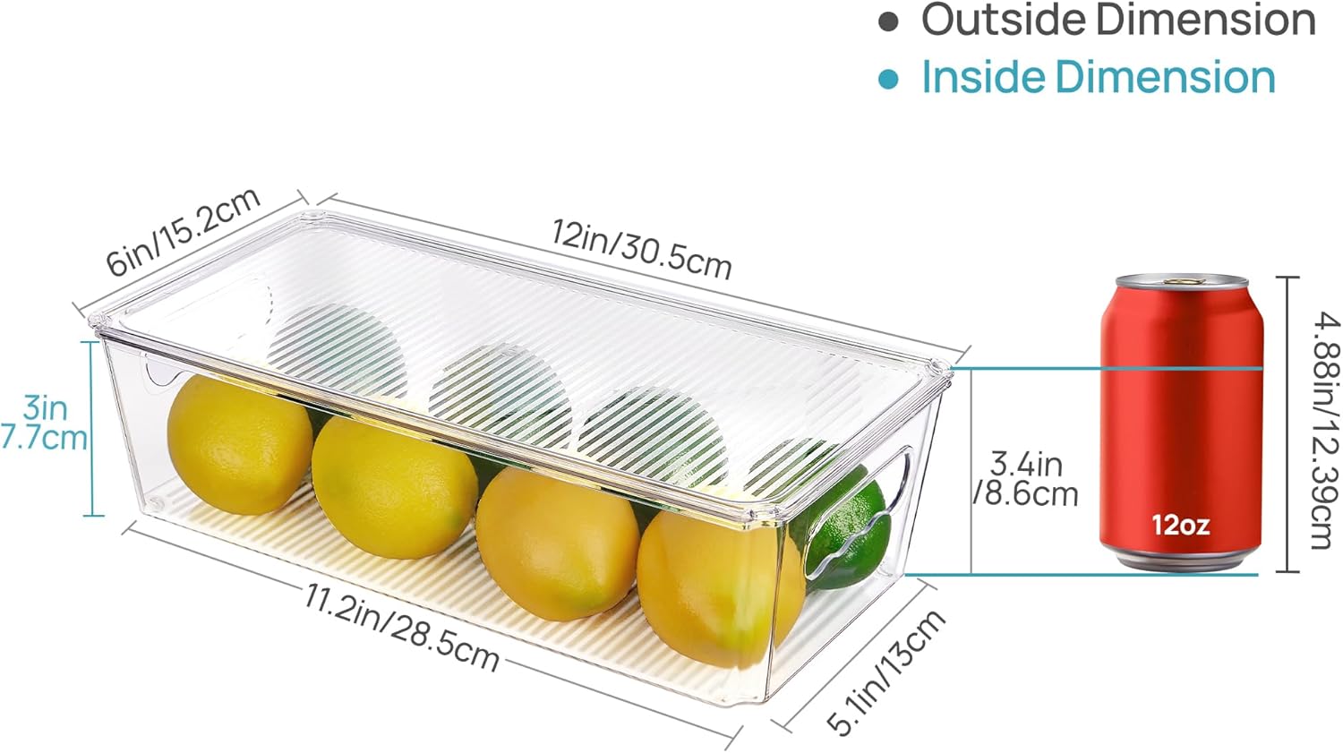 Vtopmart Clear Storage Bins - 12pcs Stackable Organizers with Lids for Kitchen & Pantry | Durable Plastic