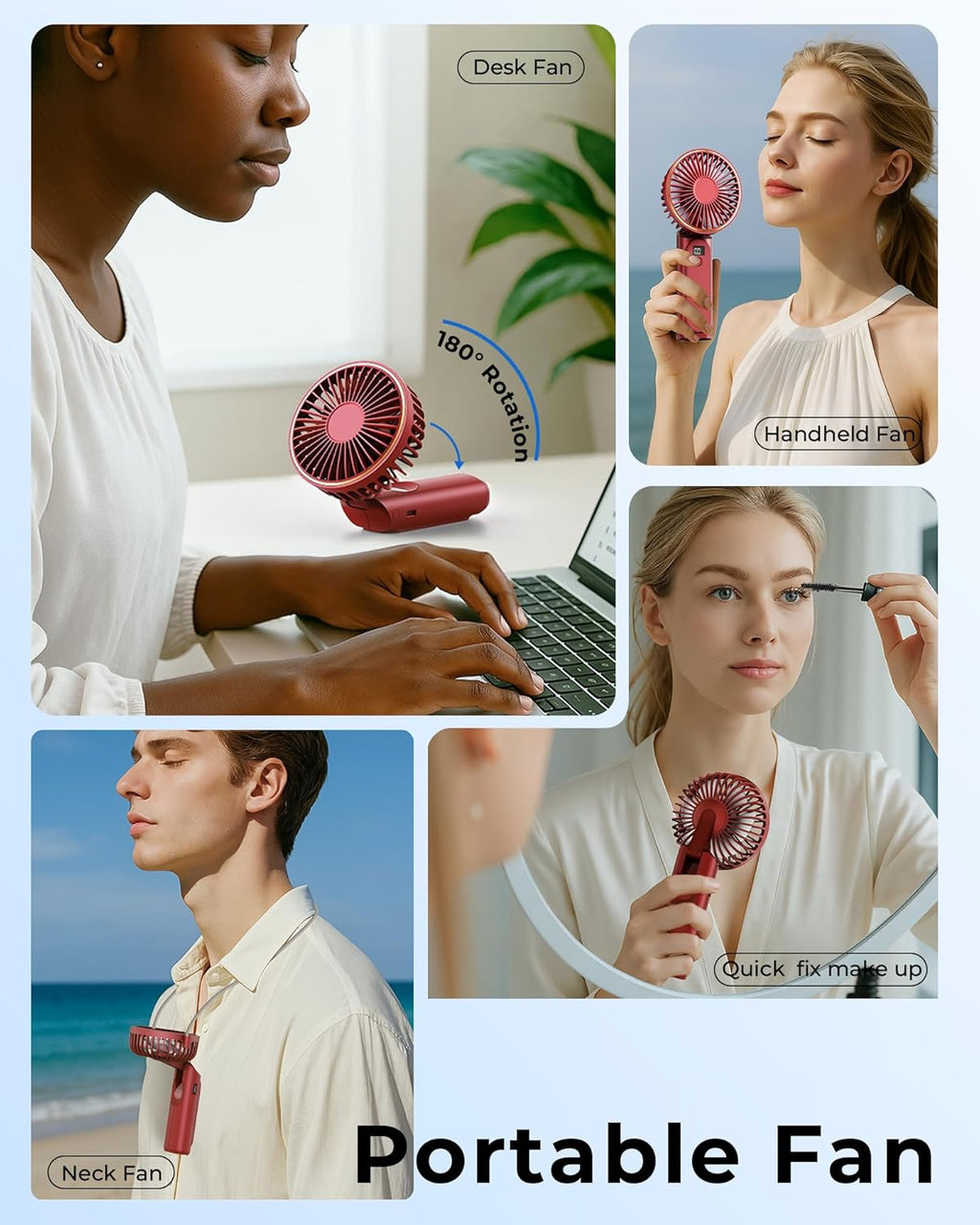 Skiennix Portable Handheld Fan - 4000mAh Battery, 6 Speed Settings, Adjustable 180° | USB Rechargeable