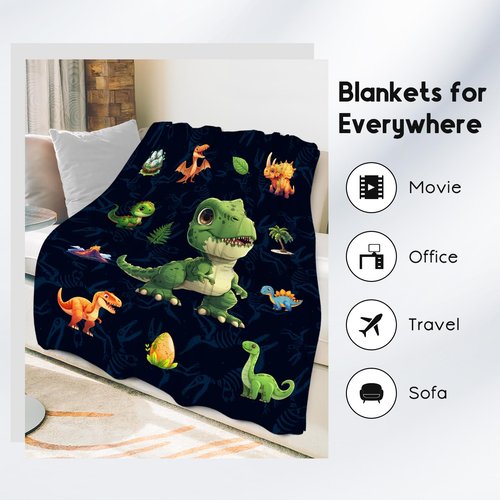 KNOWPHST Dinosaur Blanket for Kids - Blankets Gifts for Boys - 50x60 Inches Cozy Lightweight Throw for Sofa Bedroom Decor Bed