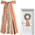 Fall Orange Stripes Wreath Bows - Pumpkin Lace Ribbon Bowknot for Thanksgiving Door Decor