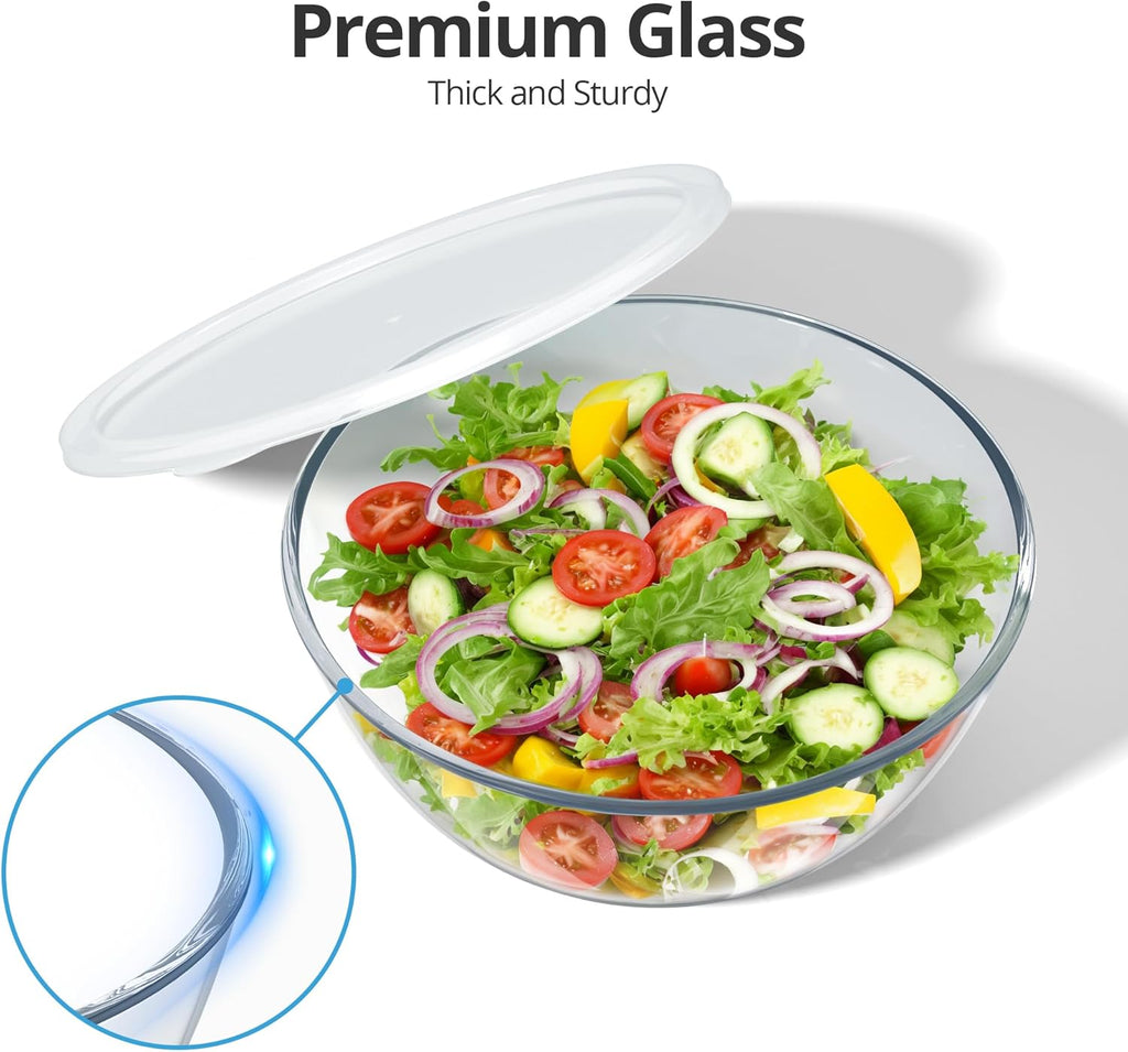Skiennix 4.7 Qt Extra Large Glass Mixing Bowl - Clear Glass for Salad, Cooking & Storage