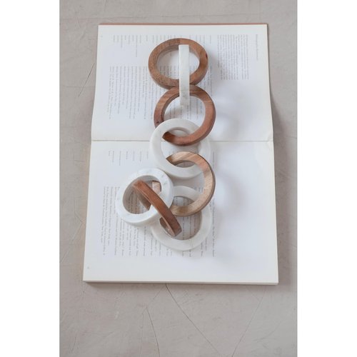 Creative Co-Op Acacia Wood and Marble Chain with 8 Links