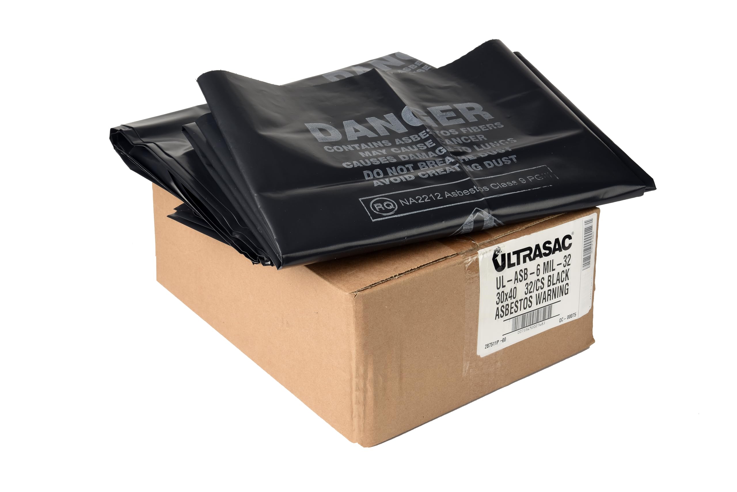 Ultrasac 33 Gallon 6 MIL Large Black Heavy Duty Garbage Bags - 30" x 40" - Pack of 32 - For Contractor, Industrial, Healthcare, & Municipal