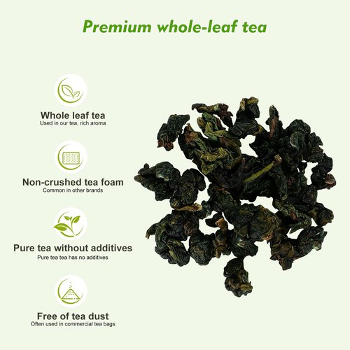 GTGLOTRA Oolong Tea Bags, 24 Whole Leaf Tea Bag, Alternative To Caffeine, 100% Natural Pure Tea, Stress Relief Pyramid Teabags, Suitable for Gifts, Office Reception, Vegan