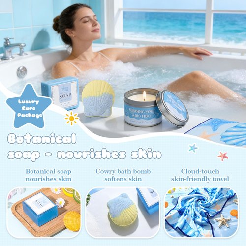 Mothers Day Gifts for Mom ,Ocean Self Care Gift Set,Relaxing Spa Gift Baskets for women,Birthday Gifts Get Well Gift Care Package for Women New Mom Wife Grandma