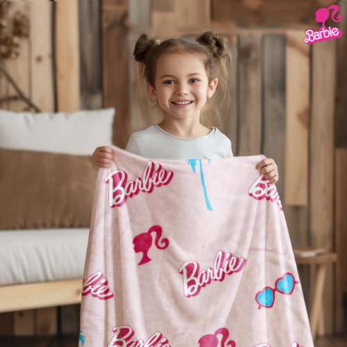Barbie Blanket | Barbie Fleece Throw Blanket | Barbie Baby/Toddler Blanket Soft Plush Fleece | Pink Throw Rug | 30" x 40" | Pink/White | Officially Licensed