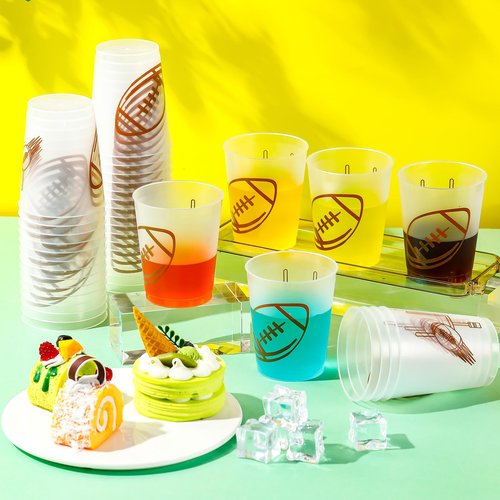 Qinyoung 40 Pcs 12 oz Reusable Football Plastic Cups Football Party Decorations Supplies Tailgate Events Drinking Cups for Sports Birthday Themed Party Supplies