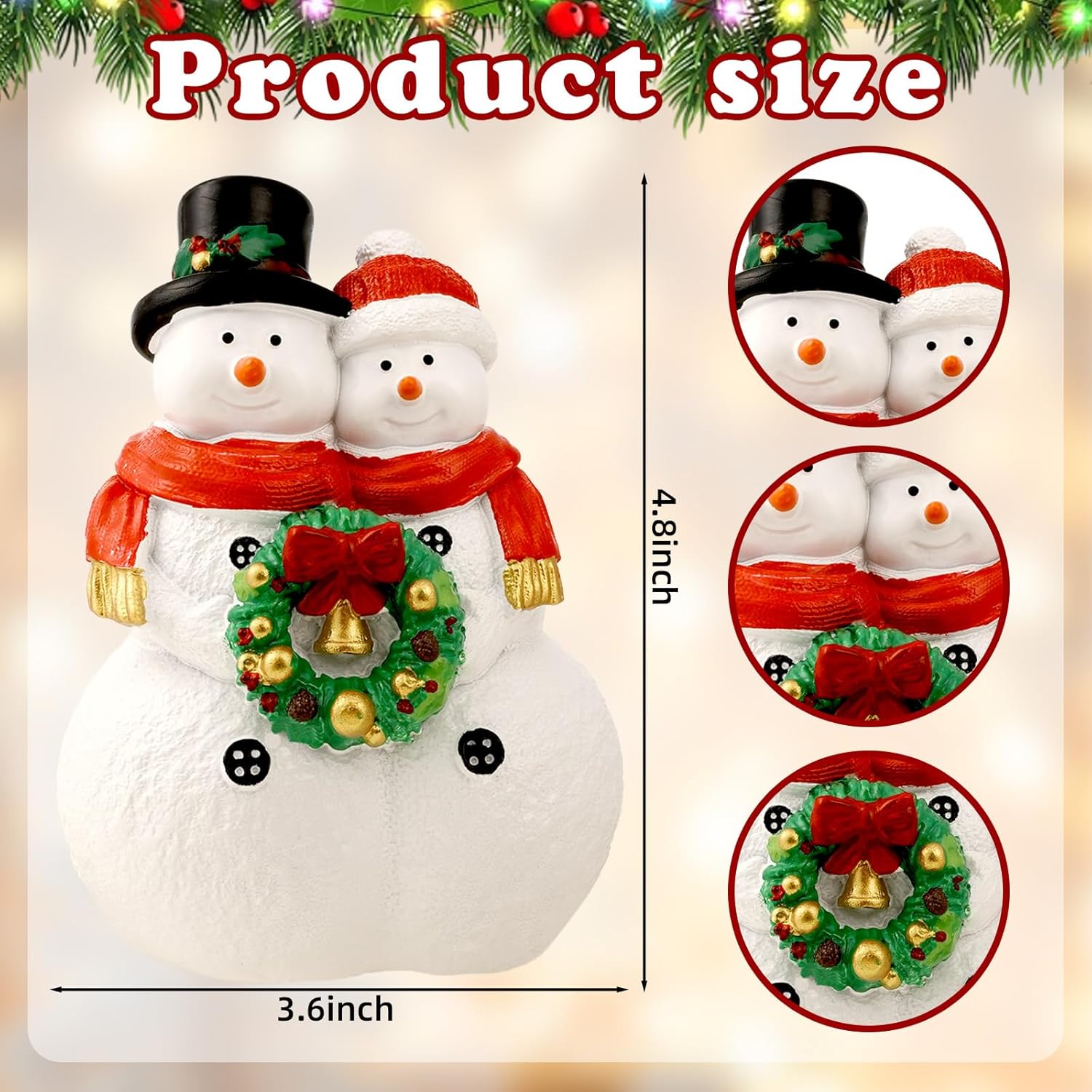 Snowman Couple Figurines - Charming Resin Christmas Decorations | Festive Tabletop Home Decor