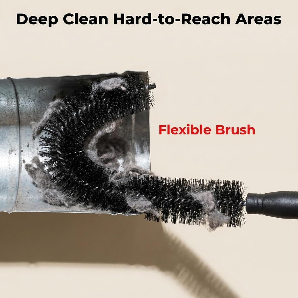 Skiennix Dryer Vent Cleaner Kit - 3Pcs Flexible Lint Brush & Vacuum Attachment with Storage Bag