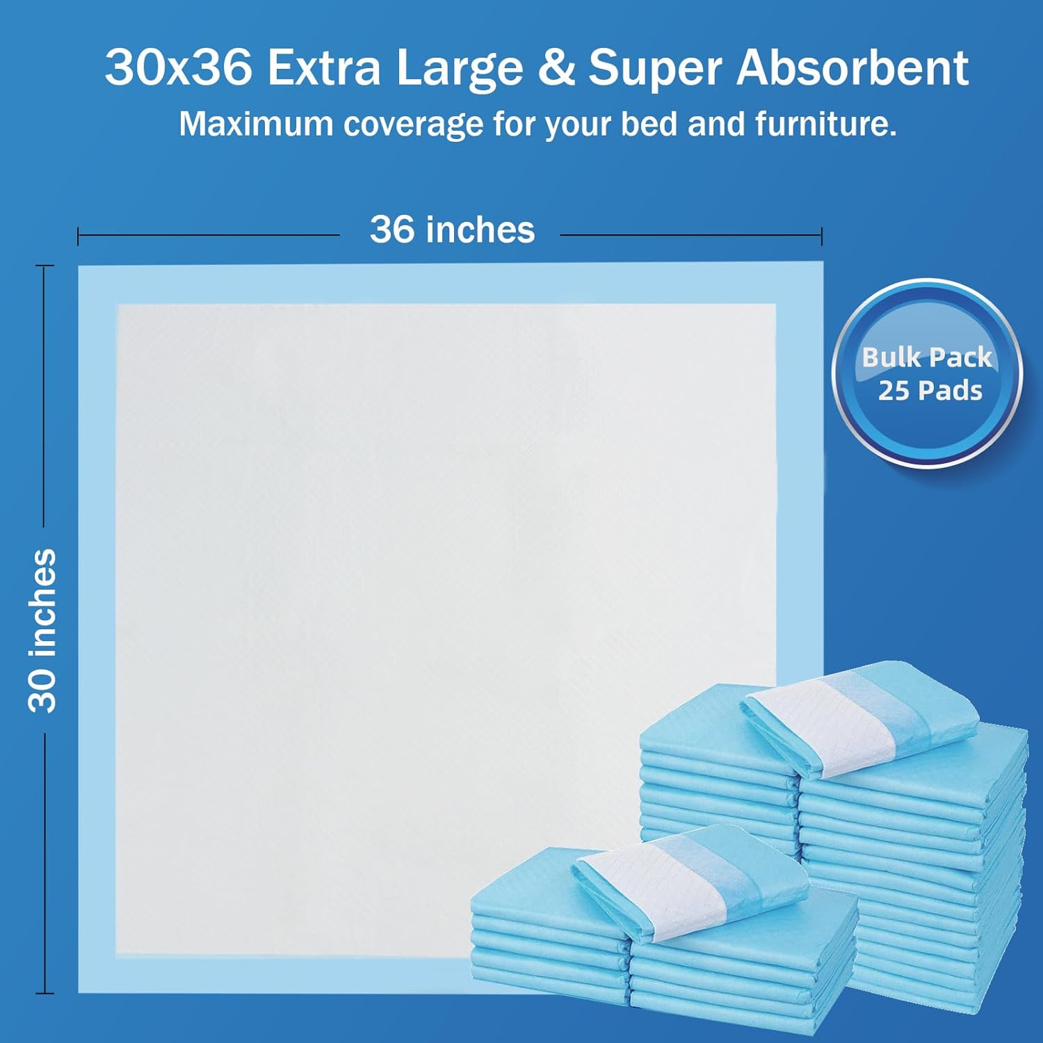 SofyFine Bed Pads - Heavy-Duty Waterproof Incontinence Underpads for Adults | XL 30"x36" - 25 Count