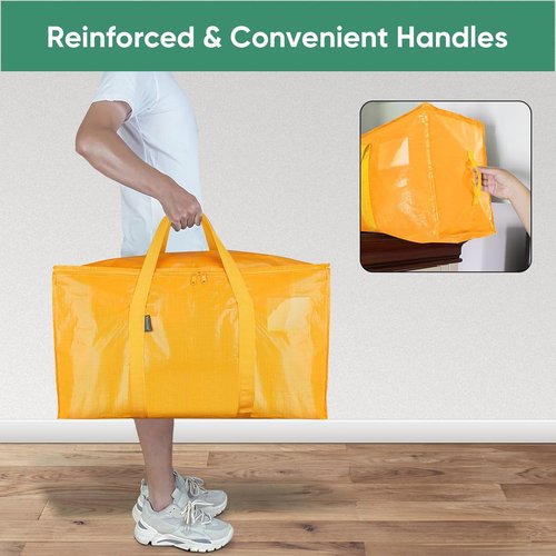 BALEINE 8-Pack Heavy-Duty Moving Bags - Oversized Storage Totes with Reinforced Handles (Light Yellow)